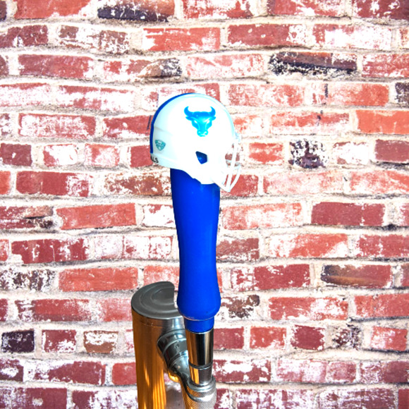 Buffalo Bulls  Tap Handle Football Beer Kegerator NCAA Keg Blue Wood MAC - Picture 1 of 3